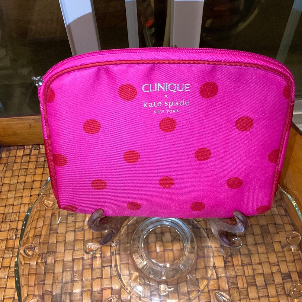 Kate Spade New York x Clinique Hot Pink Polka Dot Cosmetic Case NWOT